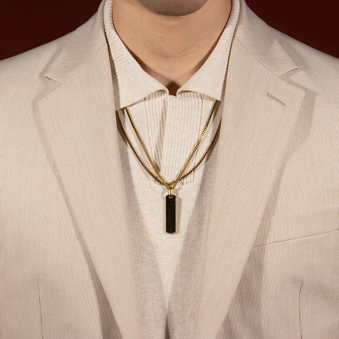 Set 2 Collane Maglia Veneziana Pendente Tag Lungo