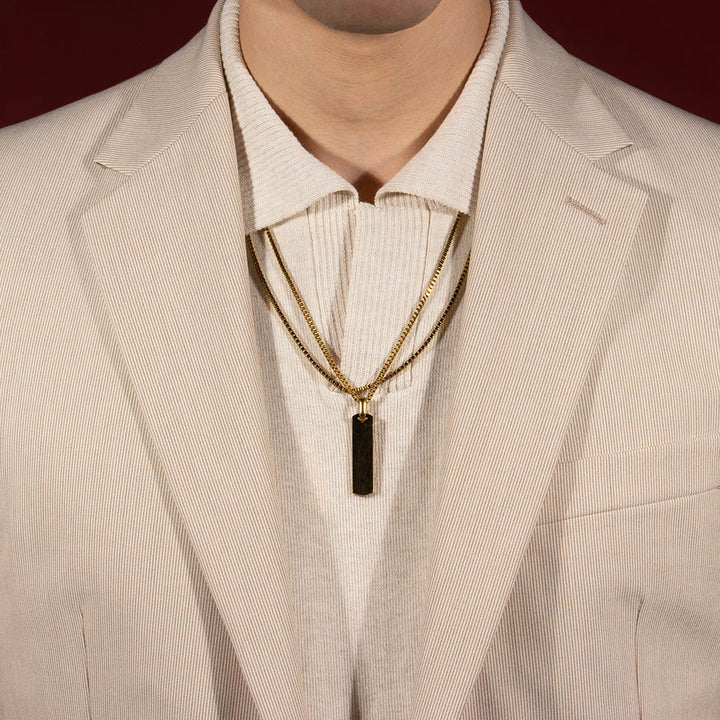 Set 2 Collane Maglia Veneziana Pendente Tag Lungo